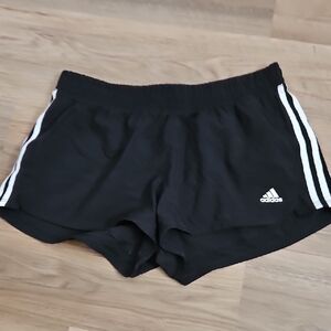 Adidas Women's Black Athletic Shorts with White Stripes